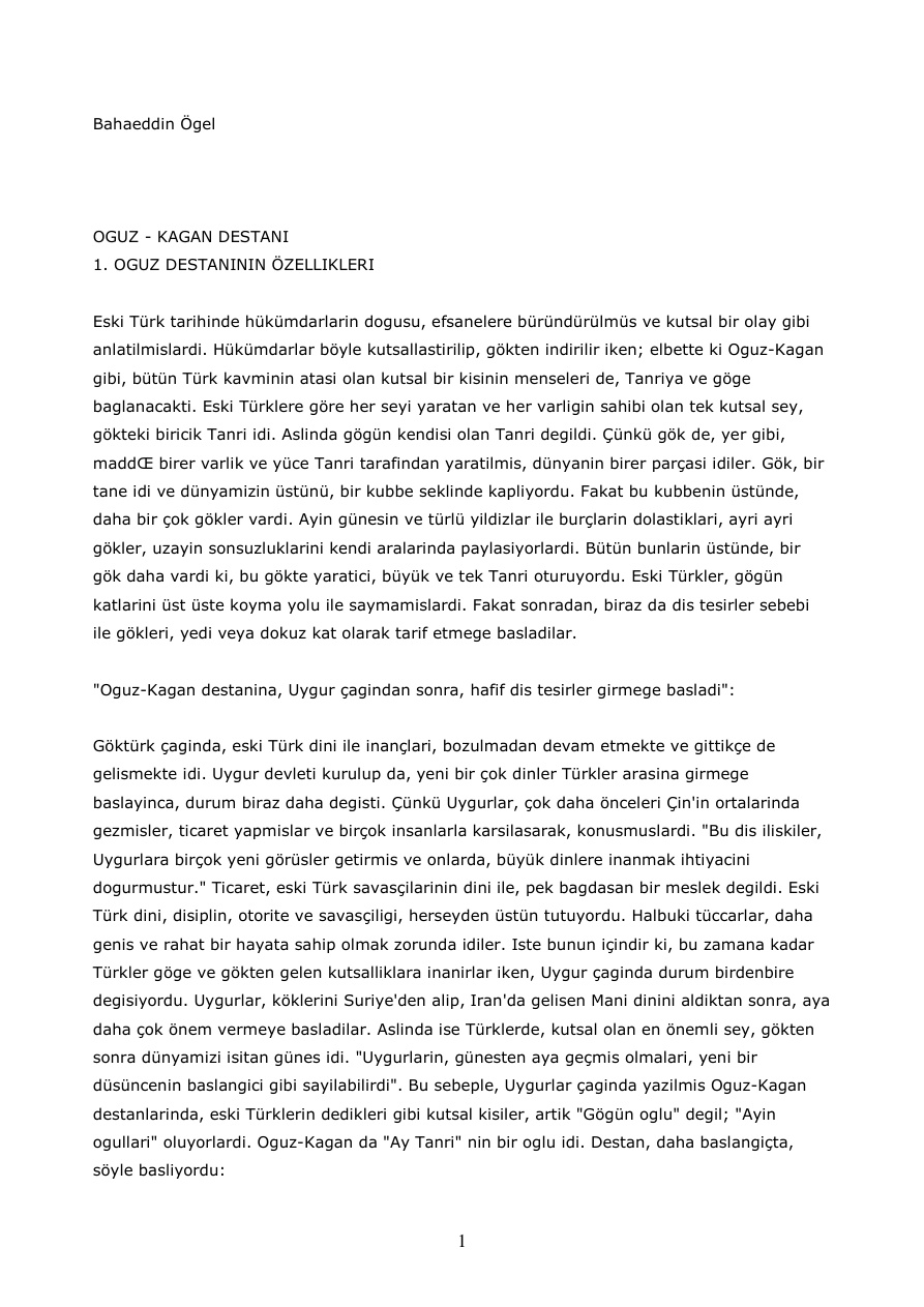 Oğuz Kağan Destanı PDF – Bahaeddin Ögel
