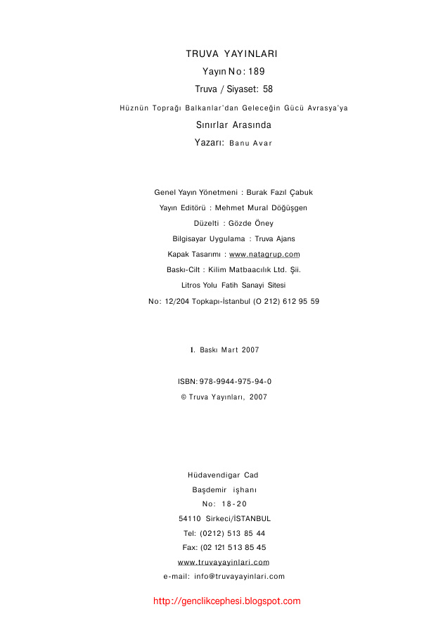 Sınırlar Arasında PDF – Banu Avar