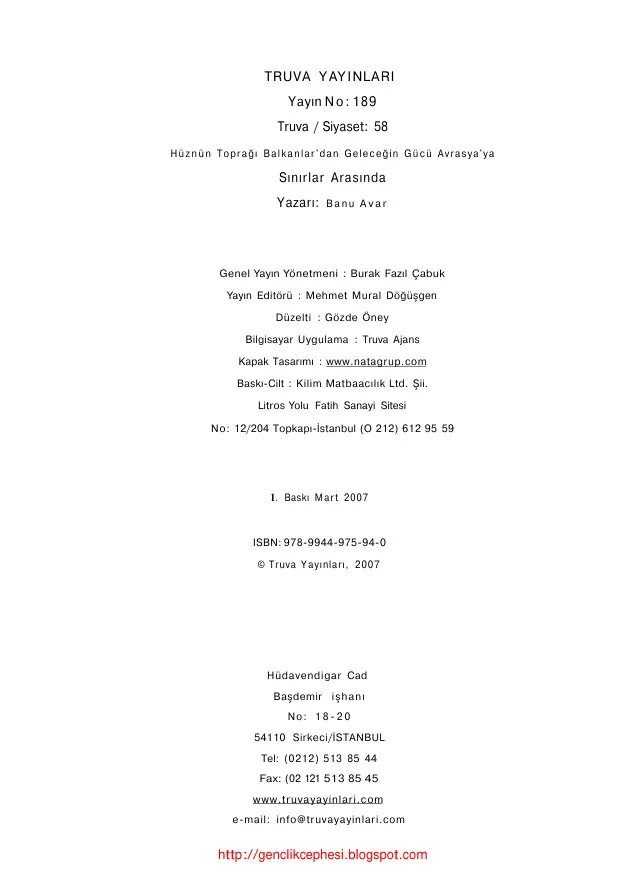 Sınırlar Arasında PDF – Banu Avar