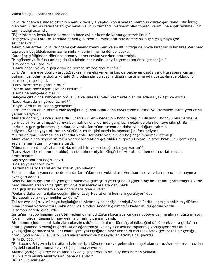 Vahşi Sevgili PDF – Barbara Cartland