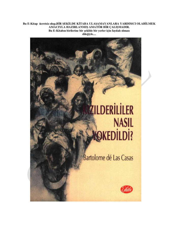 Bartolome de la Casas Kızıl Derililer Nasıl Yok Edildi Kitap Kapağı