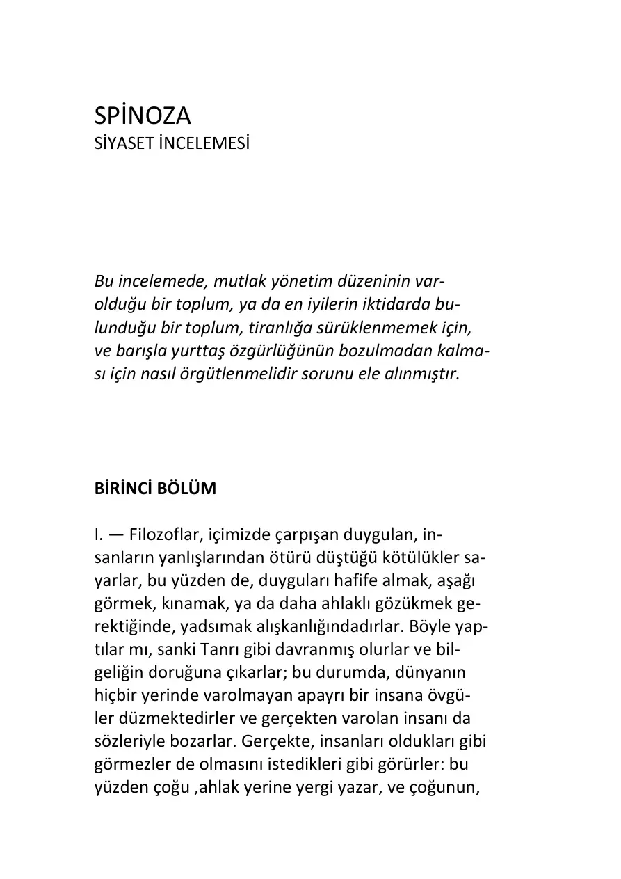 Politik İnceleme (Tractatus Politicus) PDF - Baruch Spinoza 12 Politik İnceleme (Tractatus Politicus) PDF – Baruch Spinoza
