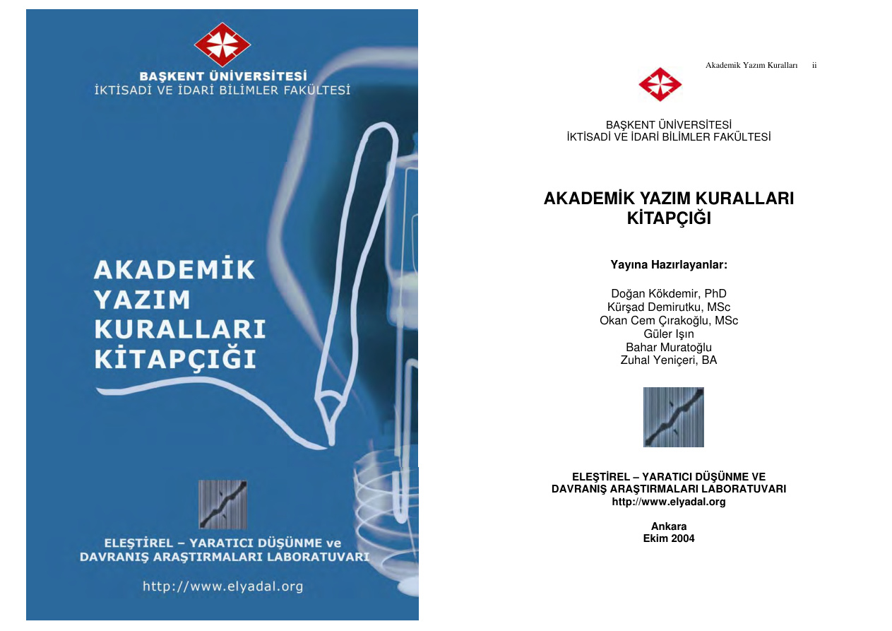 Akademik Yazım Kuralları Kitapçığı PDF – Başkent Üniversitesi İİBF