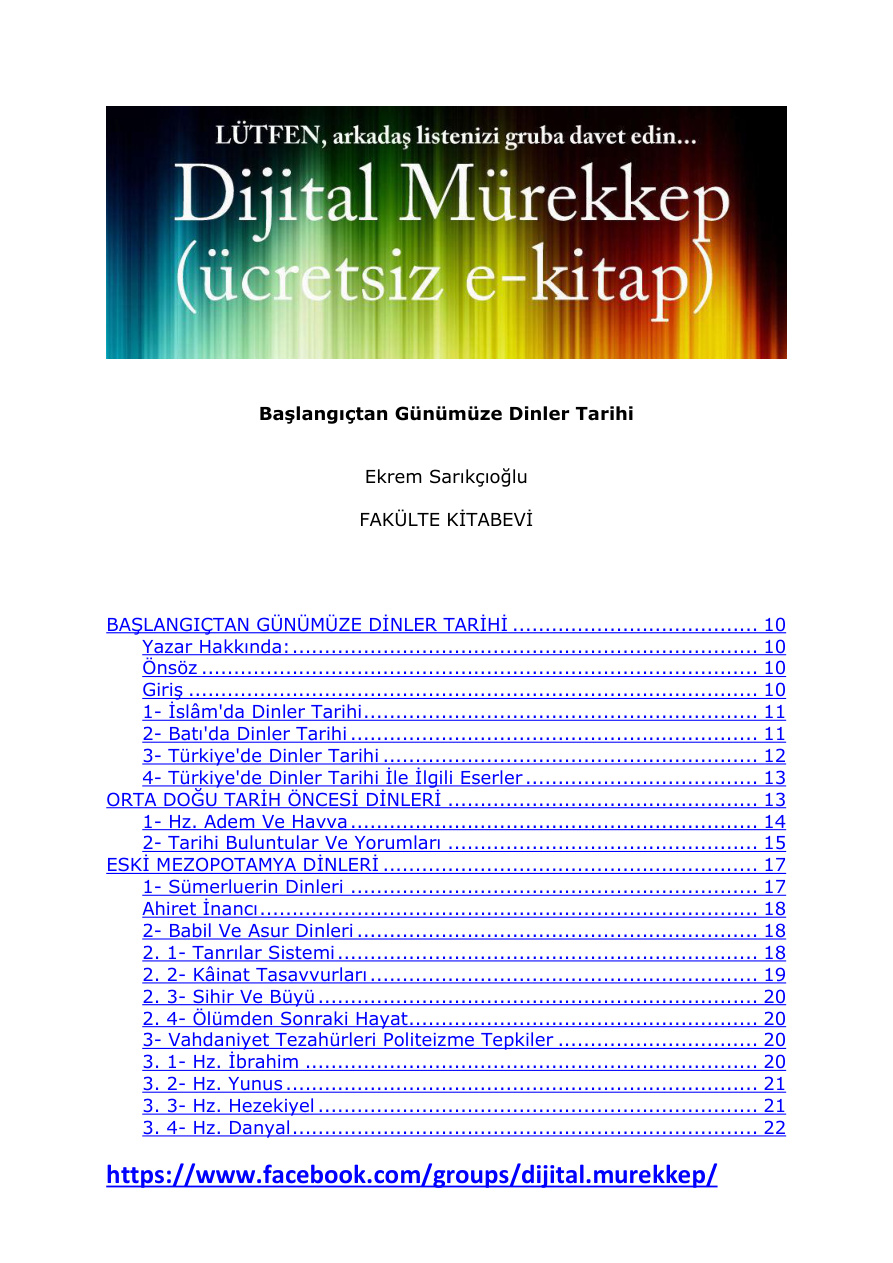 Başlangıçtan Günümüze Dinler Tarihi PDF – Ekrem Sarıkçıoğlu