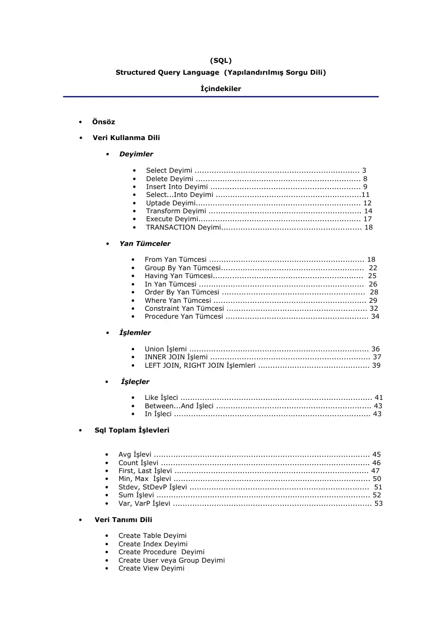 Baştan Sona SQL PDF – Kolektif / Yazılım Eğitimi