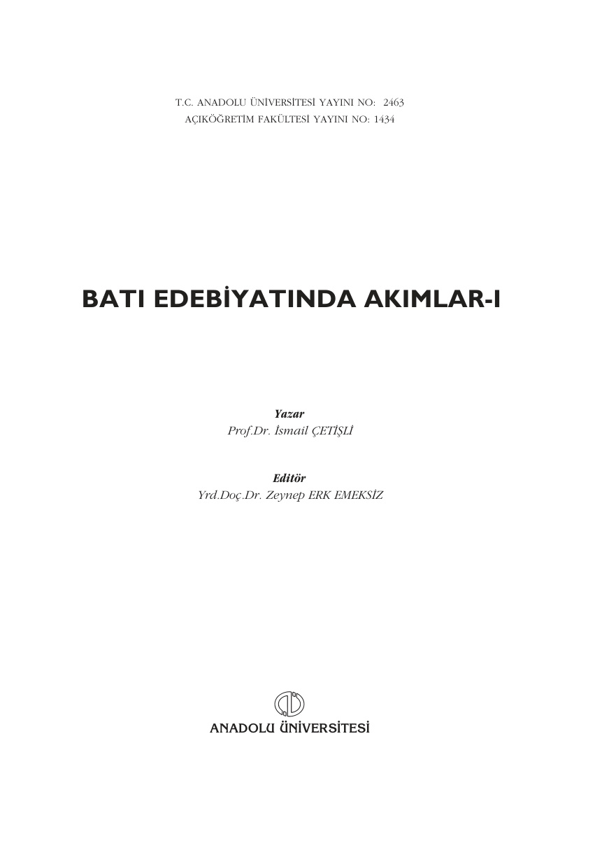 Batı Edebiyatında Akımlar 1 PDF – Kolektif / İnceleme