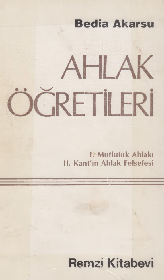 Ahlak Öğretileri PDF – Bedia Akarsu