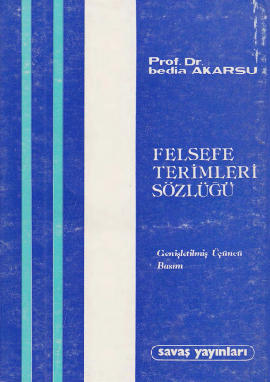 Felsefe Terimleri Sözlüğü PDF – Bedia Akarsu
