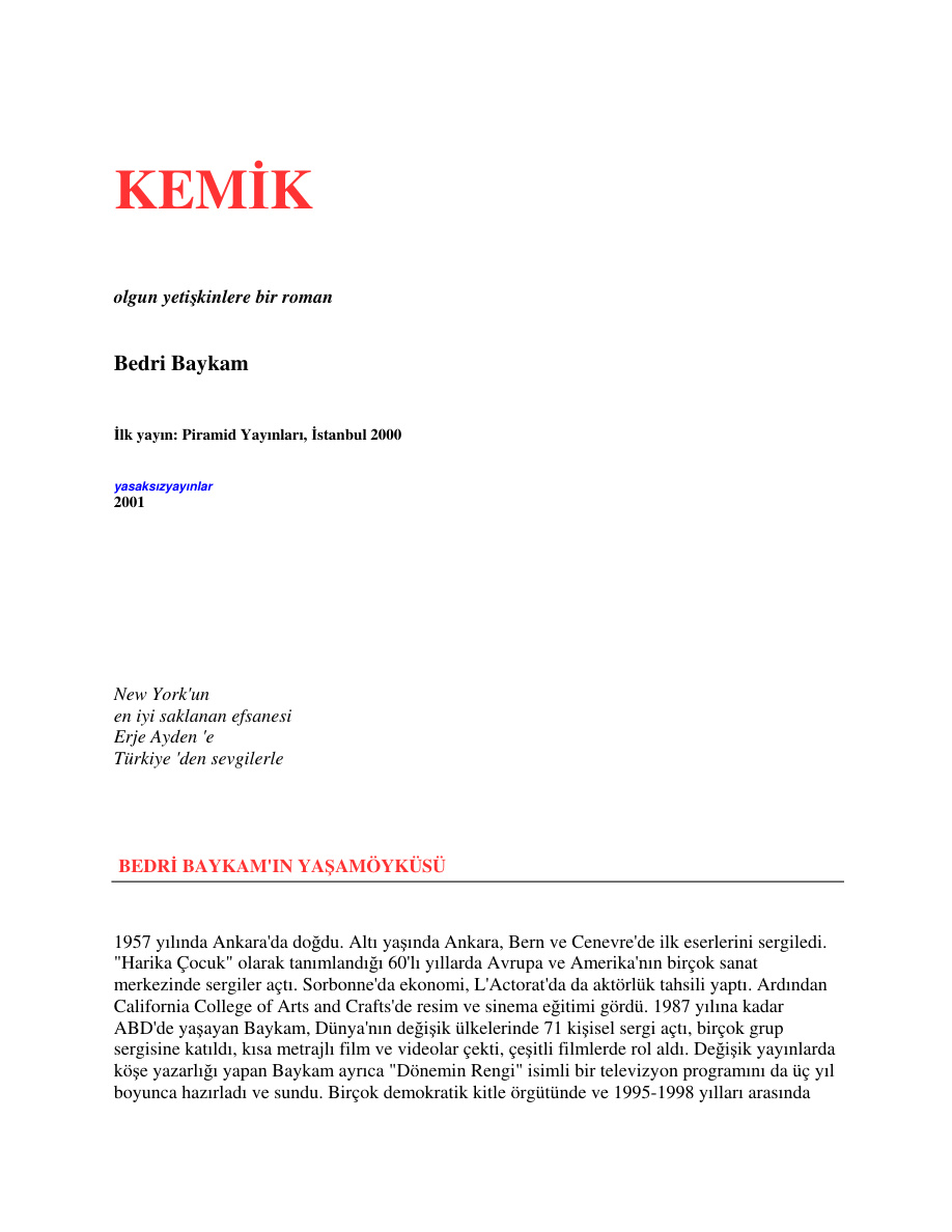 Kemik PDF – Bedri Baykam
