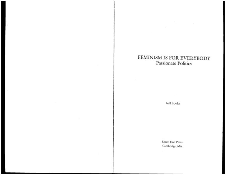 Bell Hooks Feminism is for Everybody, Passionate Politics Kitap Kapağı