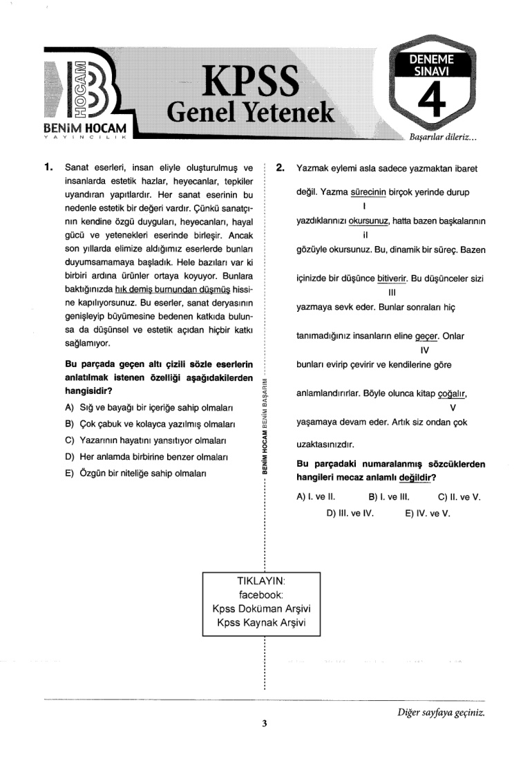2018 TG4 GyGk KPSS Deneme PDF – Benim Hocam Yayınları