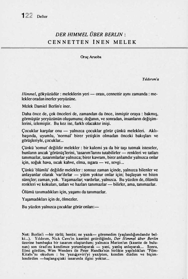 Berlin Üzerinde Gökyüzü: Cennetten İnen Melek PDF - Oruç Aruoba 10 Berlin Üzerinde Gökyüzü: Cennetten İnen Melek PDF – Oruç Aruoba