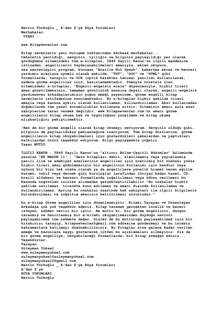 Rüyaların Gizli Dili PDF – Berrin Türkoğlu