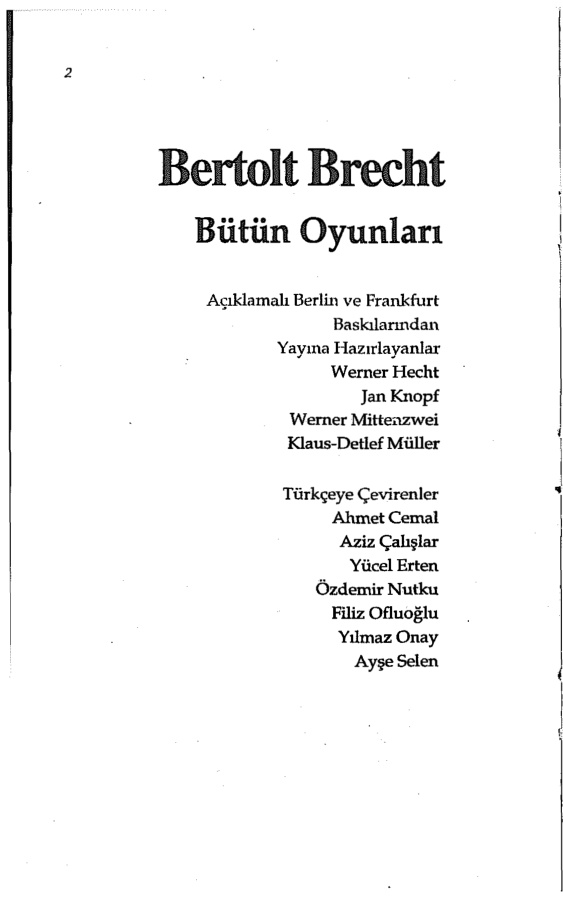 Bütün Oyunları: Cilt 10 PDF – Bertolt Brecht