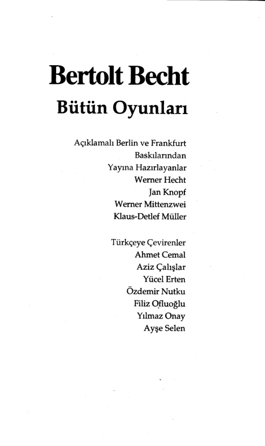 Bütün Oyunları: Cilt 11 PDF – Bertolt Brecht