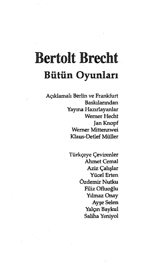 Bütün Oyunları: Cilt 1 PDF – Bertolt Brecht