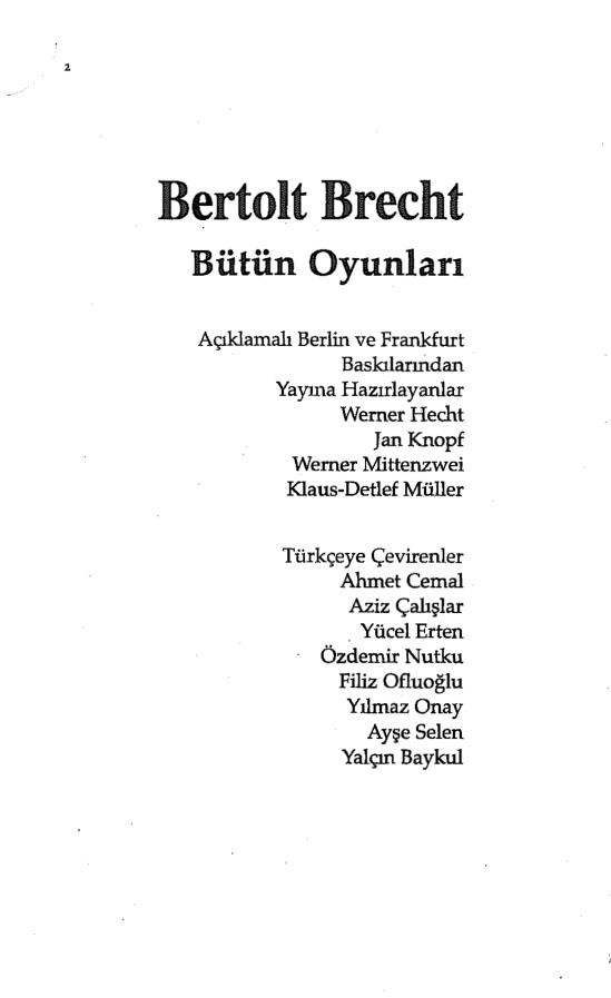Bütün Oyunları: Cilt 2 PDF – Bertolt Brecht