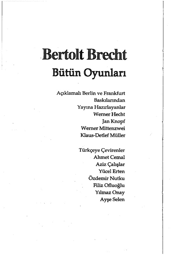 Bütün Oyunları: Cilt 3 PDF – Bertolt Brecht