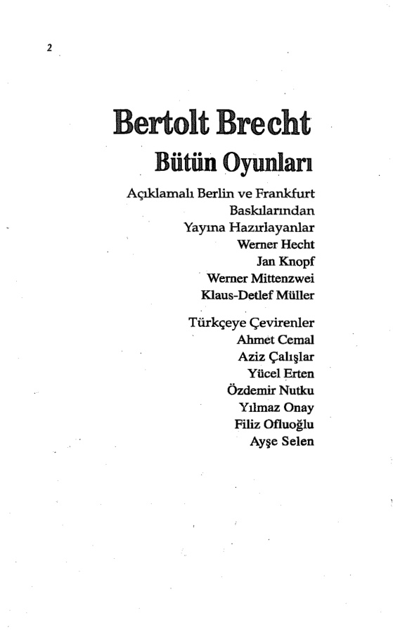 Bütün Oyunları: Cilt 7 PDF – Bertolt Brecht