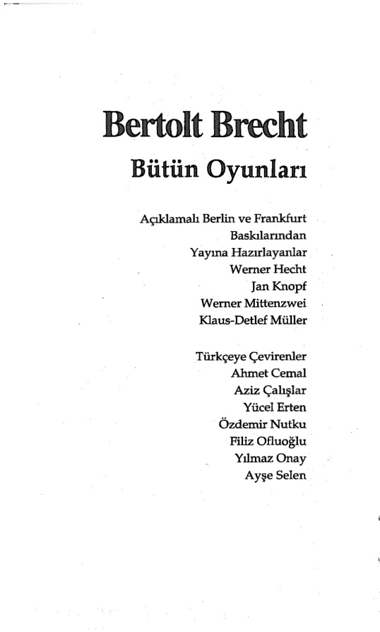 Bütün Oyunları: Cilt 8 PDF – Bertolt Brecht