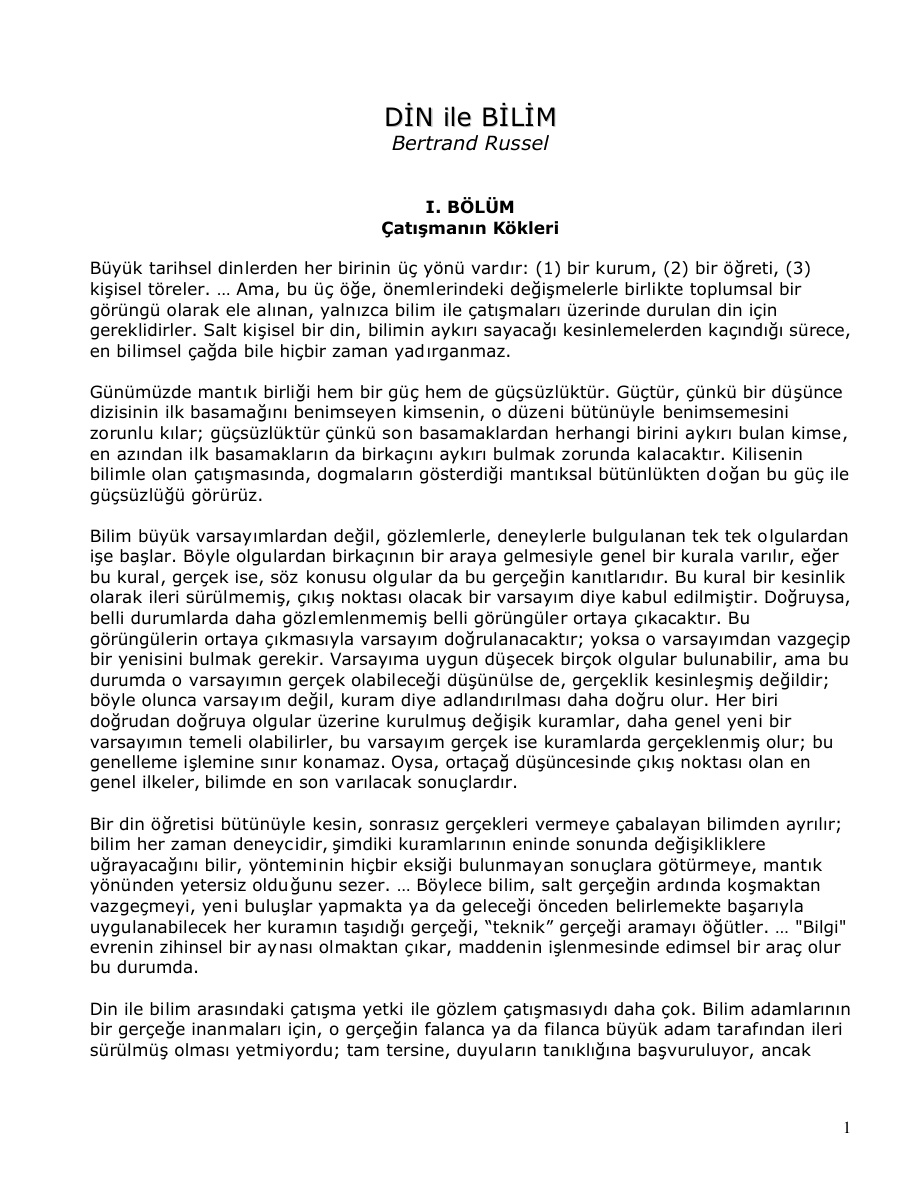 Din ile Bilim (Alternatif Baskı) PDF – Bertrand Russell