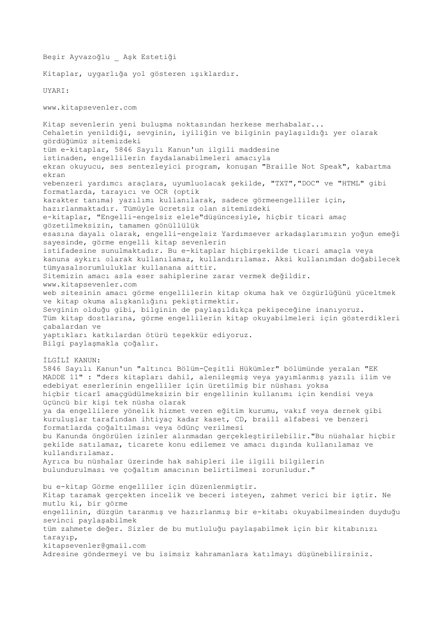 Aşk Estetiği PDF – Beşir Ayvazoğlu