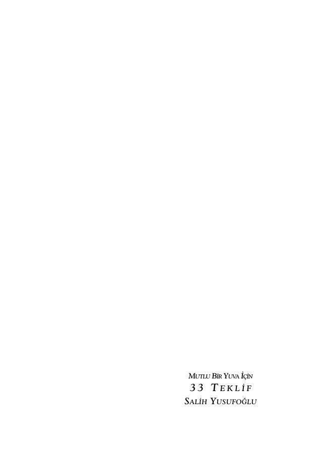 Mutlu Bir Yuva İçin 33 Teklif PDF – Salih Yusfuoğlu