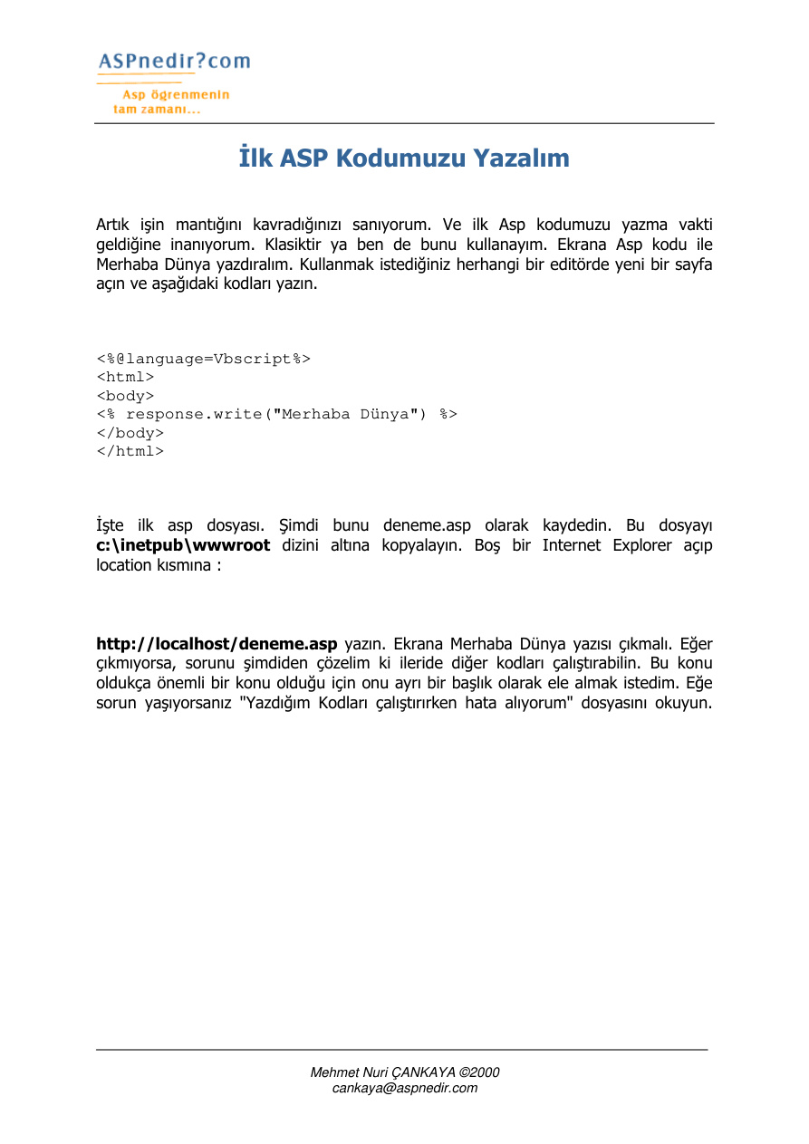 ASP Hata Mesajları ve Çözümleri PDF – Kodlama Rehberi