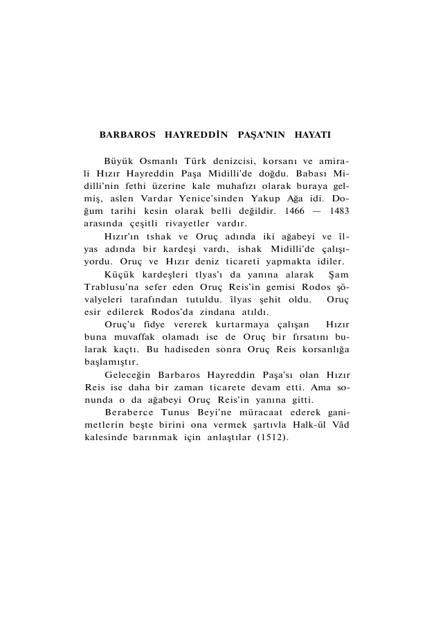 Barbaros Hayreddin Paşa’nın Hatıraları 1 PDF – Barbaros Hayreddin Paşa