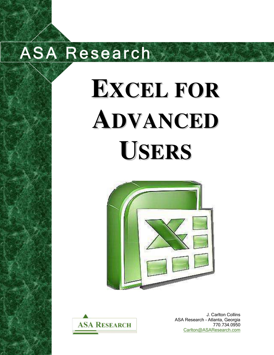Excel for Advanced Users PDF – Unknown