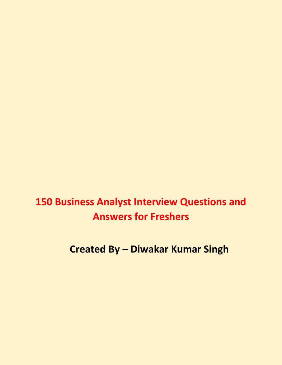 Business Analyst Interview Questions and Answers PDF – Unknown