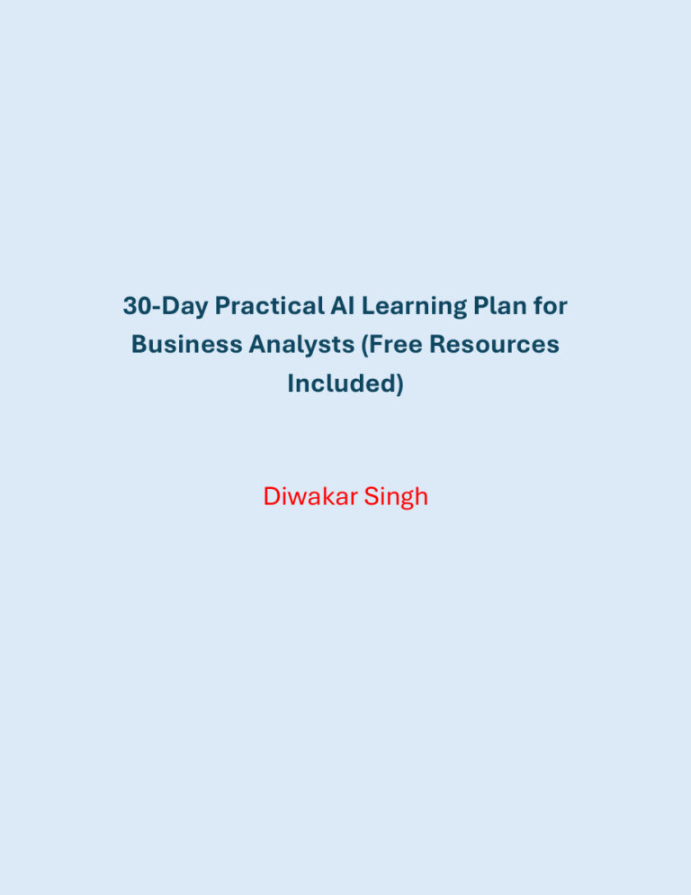 30 Day Practical AI Learning Plan for Business Analysts Kitap Kapağı