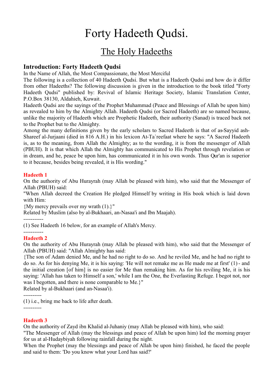 40 Hadeeth Qudsi PDF – Unknown