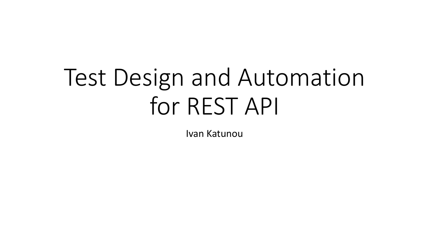 Test Design and Automation for REST API PDF – Ivan Katunov