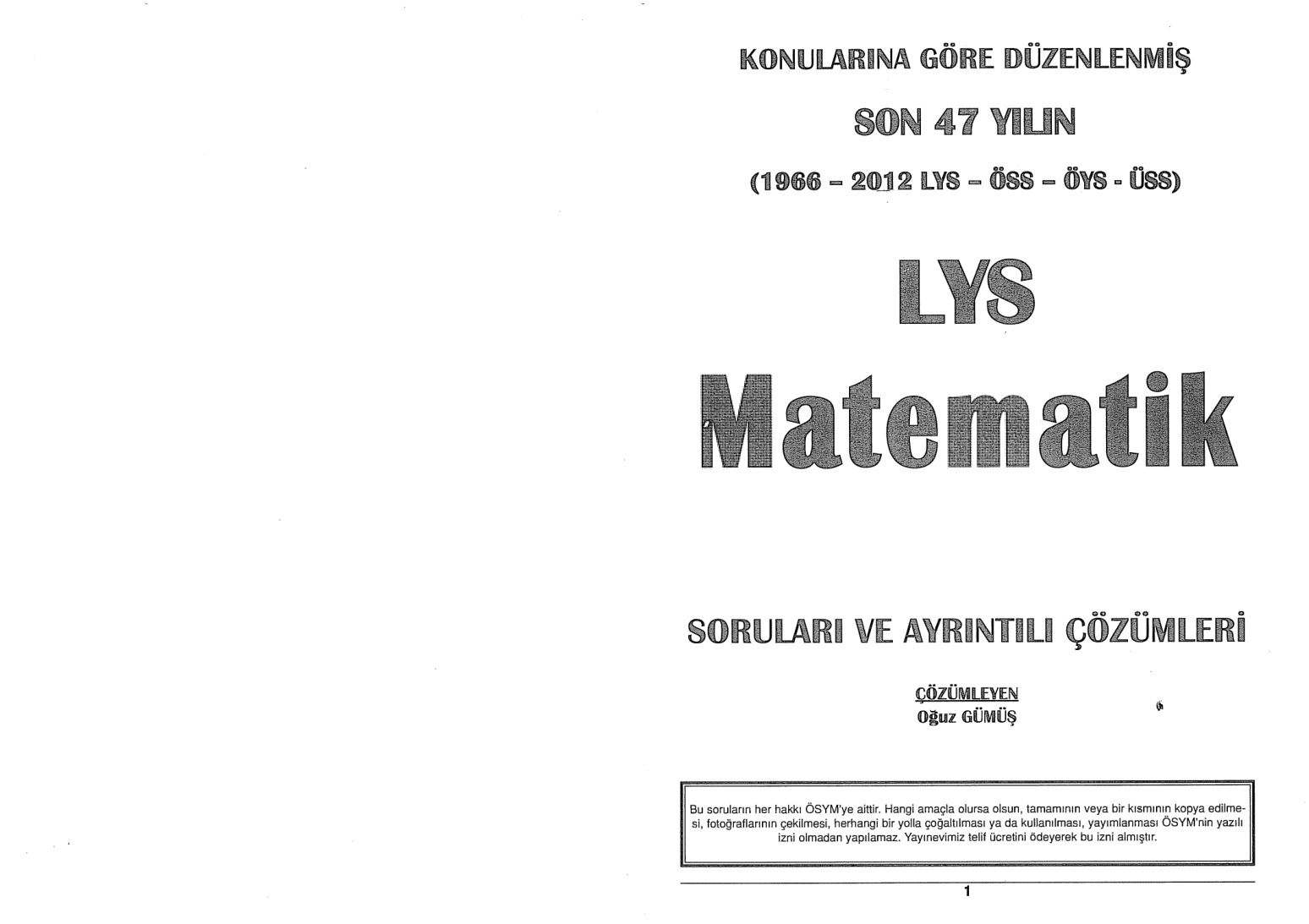 Son 47 Yıl LYS Matematik Soruları ve Ayrıntılı Çözümleri PDF – A Yayınları Komisyon