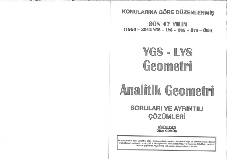 A Yayınları Son 47 Yıl YGS LYS Geometri Soruları ve Ayrıntılı Çözümleri Kitap Kapağı