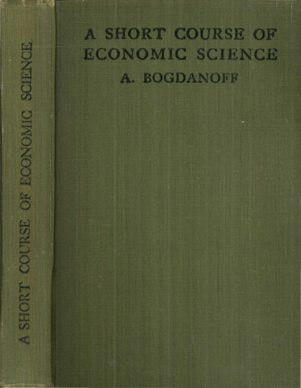 A Short Course of Economic Science PDF – Alexander Bogdanov