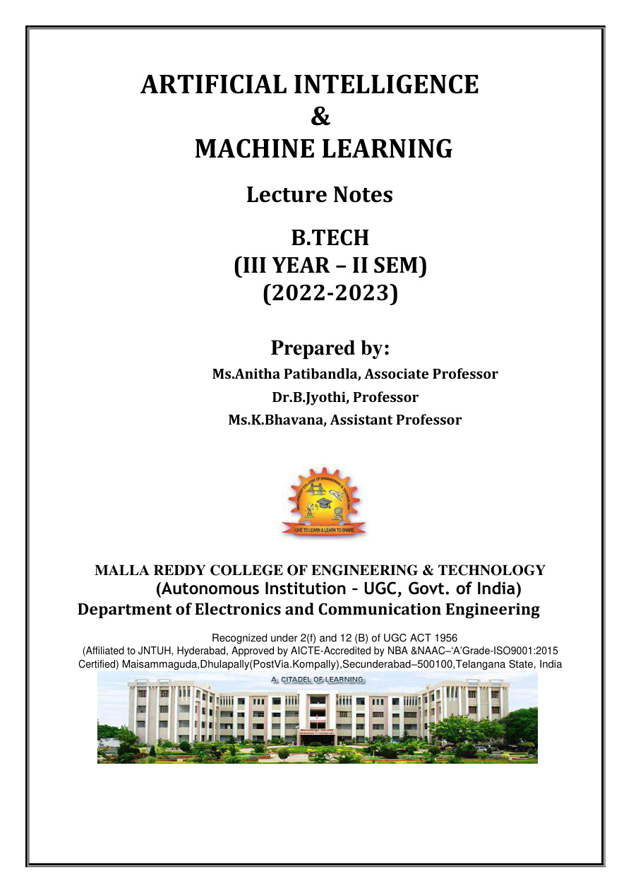 AI & ML Digital Notes PDF – Unknown