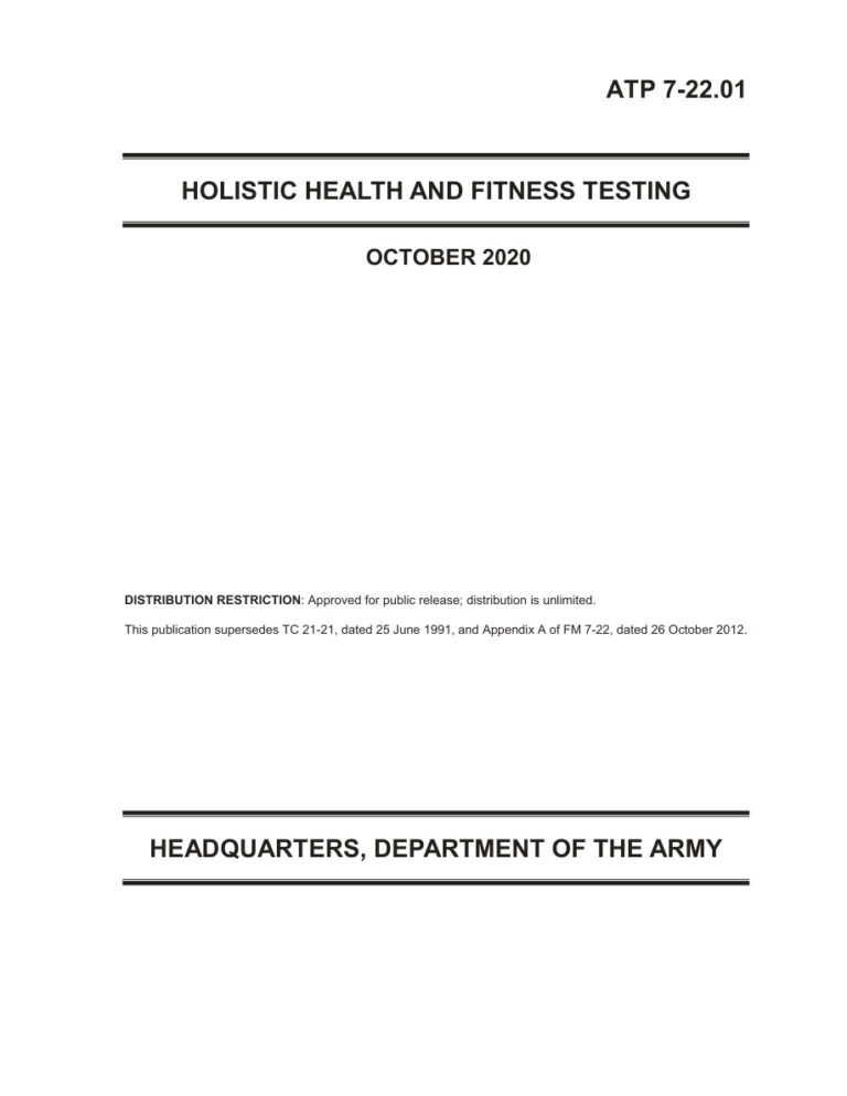 ATP 7 22.01 Holistic Health & Fitness Testing [2020] Kitap Kapağı
