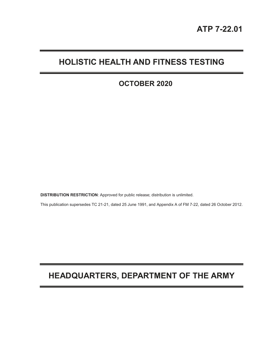 ATP 7-22.01: Holistic Health & Fitness Testing PDF – Department of the Army