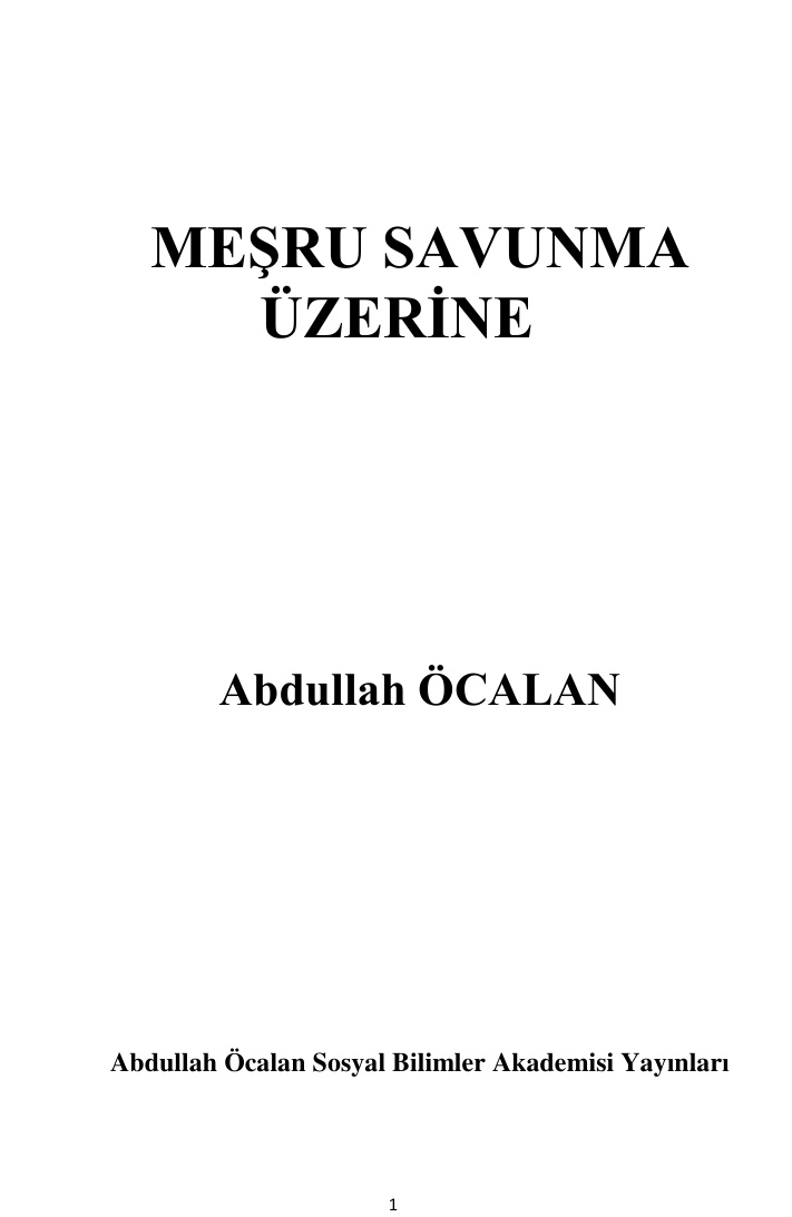 Meşru Savunma Üzerine PDF – Abdullah Öcalan