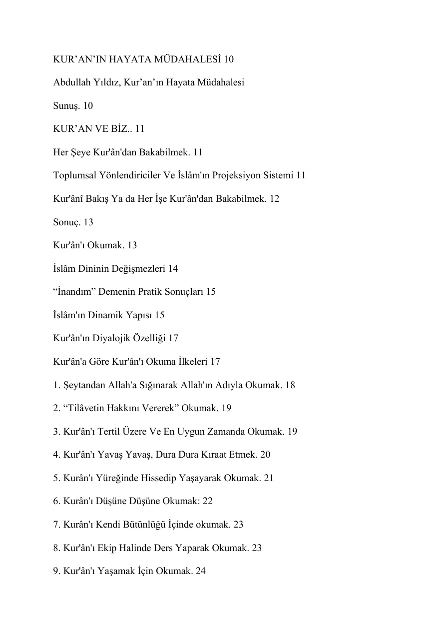 Kur’an’ın Hayata Müdahalesi PDF – Abdullah Yıldız