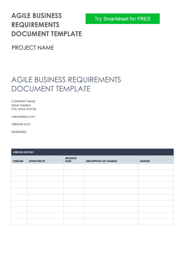 Agile BRD Template Kitap Kapağı