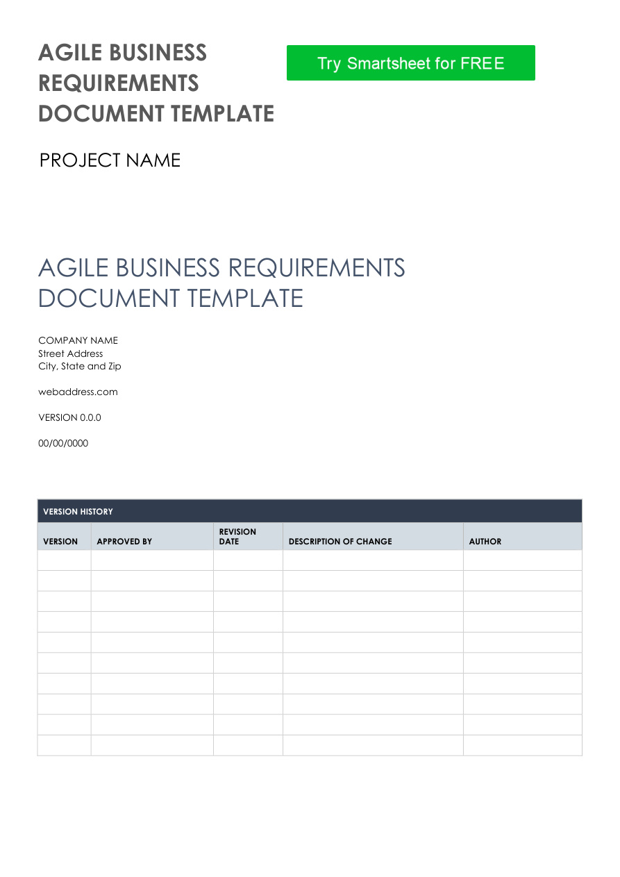 Agile BRD Template PDF – Unknown