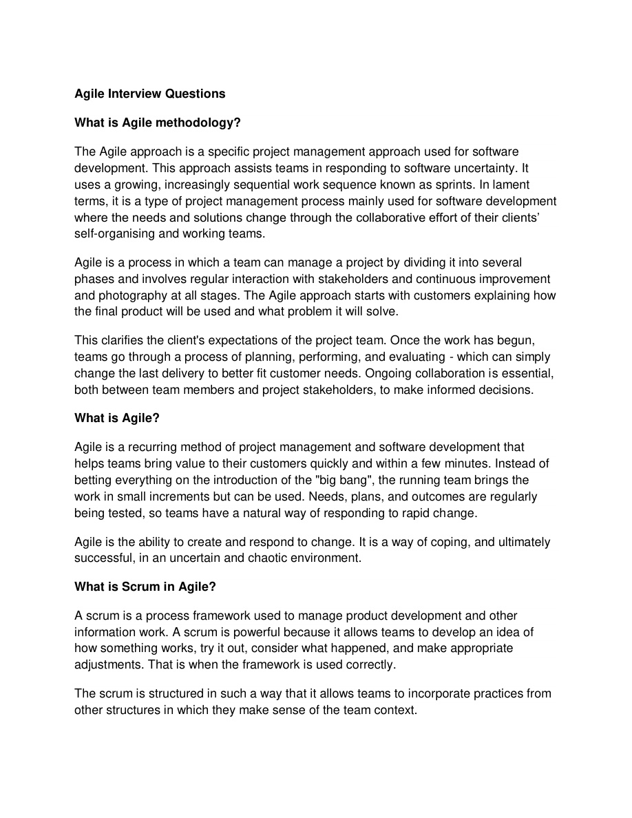 Agile Interview Questions PDF PDF – Unknown