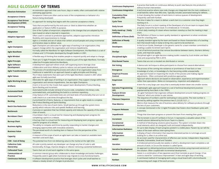 Agile glossary of terms Kitap Kapağı