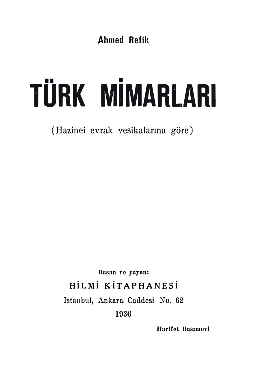Türk Mimarları PDF – Ahmet Refik