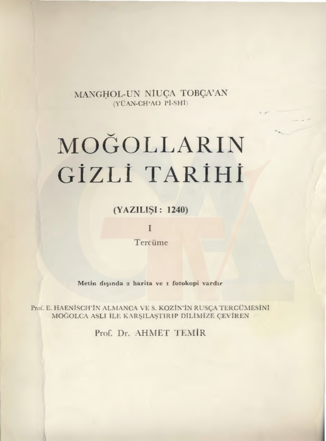Moğolların Gizli Tarihi PDF – Ahmet Temir (Çeviren)