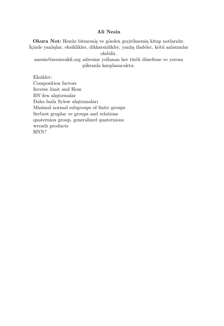Temel Grup Teorisi PDF – Ali Nesin