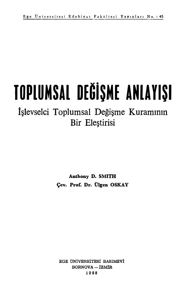Toplumsal Değişme Anlayışı PDF – Anthony D. Smith